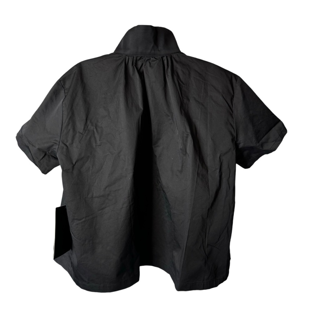 Pomander Place NEW Black Finn Short Sleeve Collared Button Down Popover Top M - Picture 7 of 9